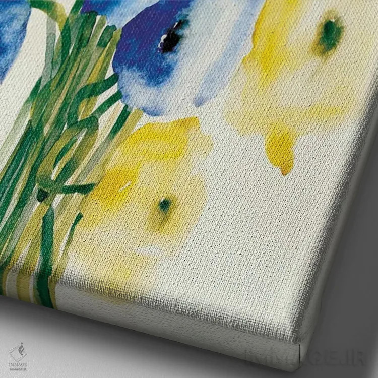 تابلو مینیمال شقایق اثر فلاویا کودمی - نمای نزدیک بافت بوم