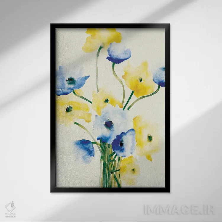 تابلو مینیمال شقایق اثر فلاویا کودمی - نمای قابدار مشکی