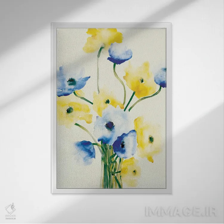 تابلو مینیمال شقایق اثر فلاویا کودمی - نمای قابدار سفید