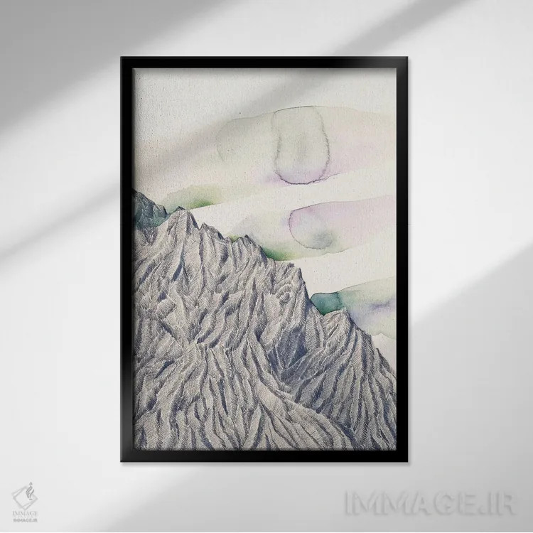 تابلو مینیمال آسمان کوهستانی اثر فلاویا کودمی - نمای قابدار مشکی