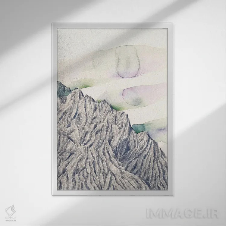 تابلو مینیمال آسمان کوهستانی اثر فلاویا کودمی - نمای قابدار سفید