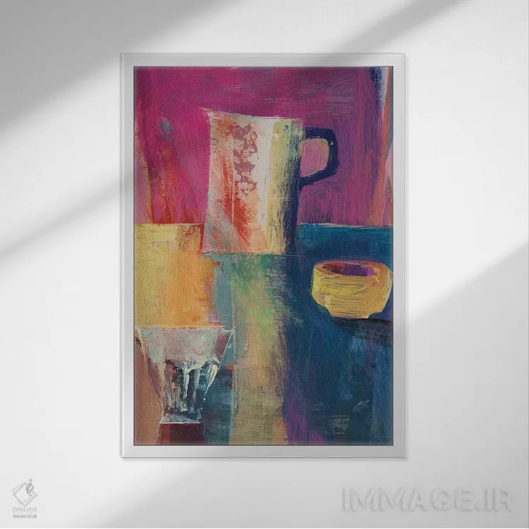 تابلو مینیمال نور هارلکوین اثر گابریلا باکینگهام - نمای قابدار سفید