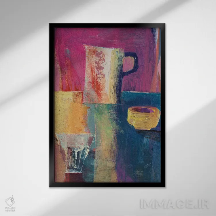 تابلو مینیمال نور هارلکوین اثر گابریلا باکینگهام - نمای قابدار مشکی