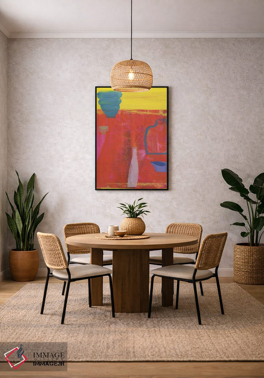 تابلو مینیمال پنج ظرف روی زمینه قرمز اثر گابریلا باکینگهام - D4B