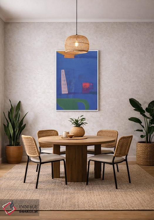 تابلو مینیمال پنج ظرف روی زمینه آبی اثر گابریلا باکینگهام - D2W