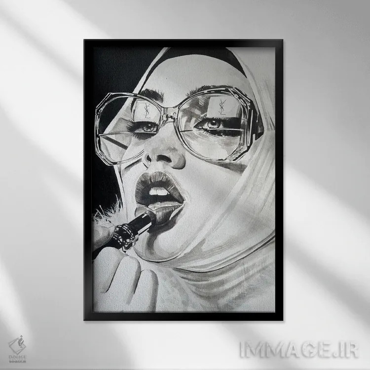 تابلو دکوراتیو لانژ لوکس اثر گیل لبلو - نمای قابدار مشکی