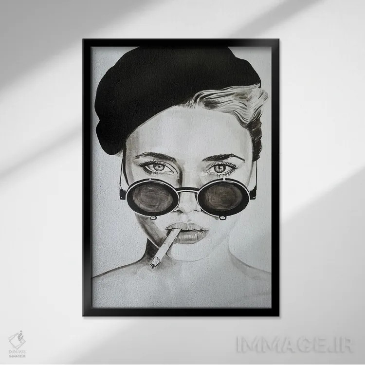 تابلو دکوراتیو عینک آفتابی صورتی من سیاه شد اثر گیل لبلو - نمای قابدار مشکی