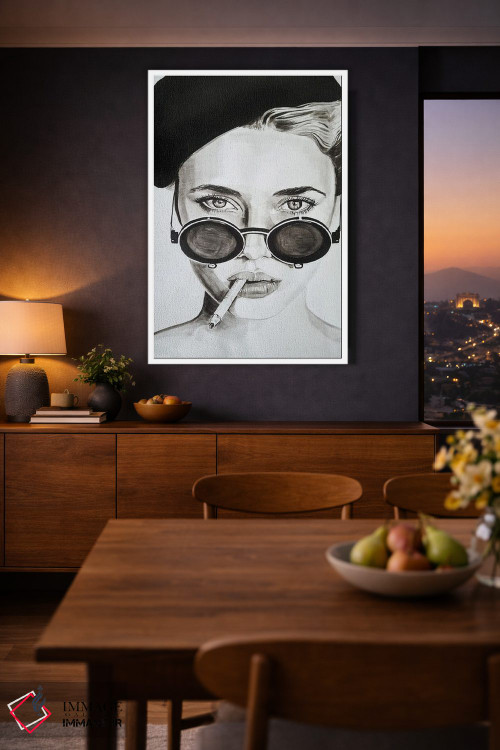 تابلو دکوراتیو عینک آفتابی صورتی من سیاه شد اثر گیل لبلو - D2W