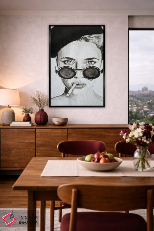 تابلو دکوراتیو عینک آفتابی صورتی من سیاه شد اثر گیل لبلو - D5B