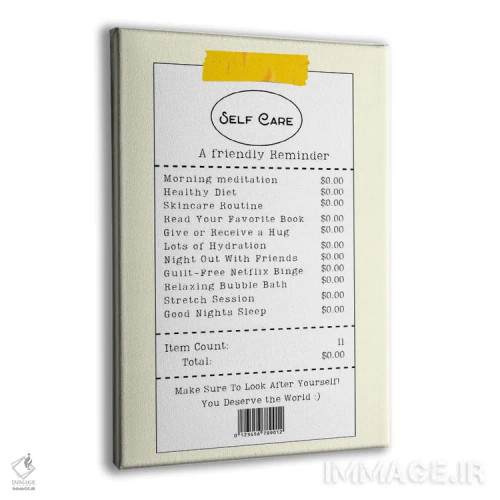 تابلو دکوراتیو فهرست خودمراقبتی اثر ادسون راموس - نمای پرسپکتیو محصول