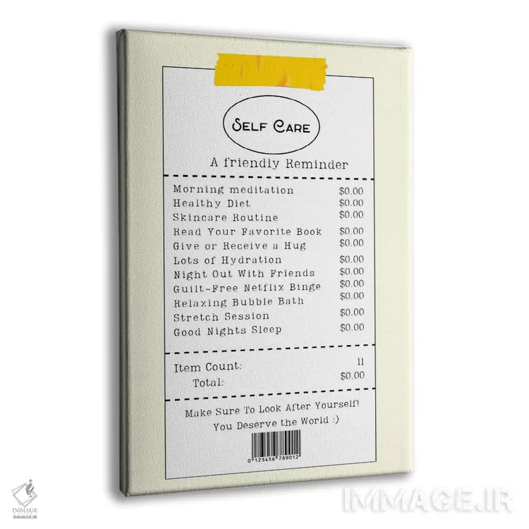 تابلو دکوراتیو فهرست خودمراقبتی اثر ادسون راموس - نمای پرسپکتیو محصول