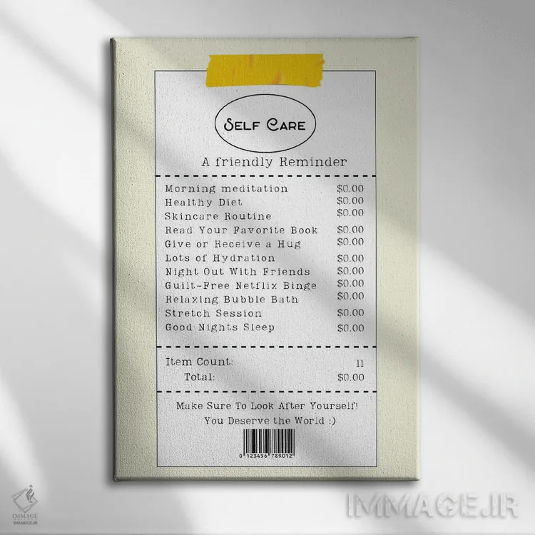 تابلو دکوراتیو فهرست خودمراقبتی اثر ادسون راموس - نمای روبهرو روی دیوار