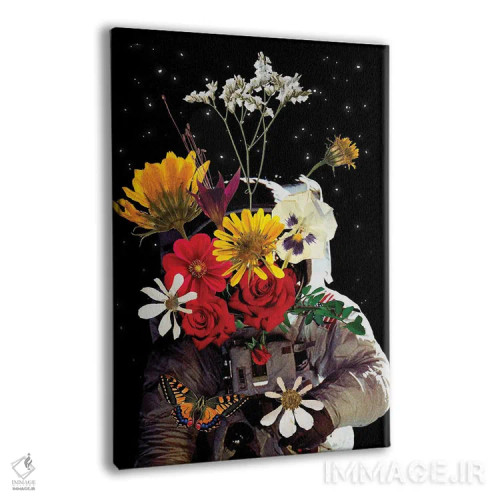 تابلو دکوراتیو هنر کلاژ گل فضانوردی اثر ادسون راموس - نمای پرسپکتیو محصول