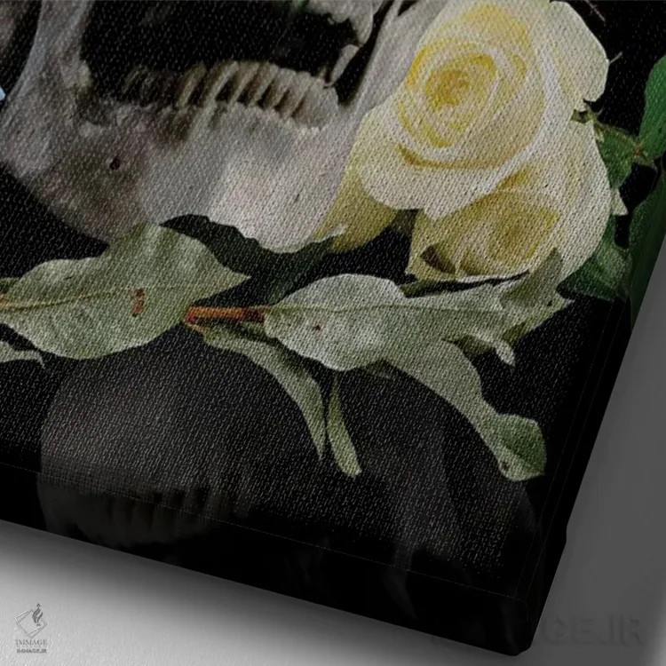 تابلو دکوراتیو گل جمجمه ای اثر ادسون راموس - نمای نزدیک بافت بوم