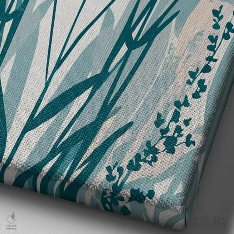 تابلو مدرن گل های وحشی آبی اثر ادسون راموس - نمای نزدیک بافت بوم