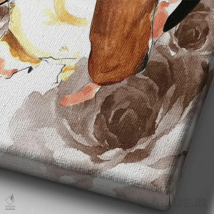 تابلو دکوراتیو گل های آبرنگی سگی اثر ادسون راموس - نمای نزدیک بافت بوم