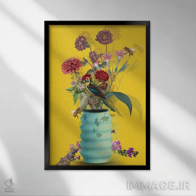 تابلو دکوراتیو گل اثر ادسون راموس - نمای قابدار مشکی