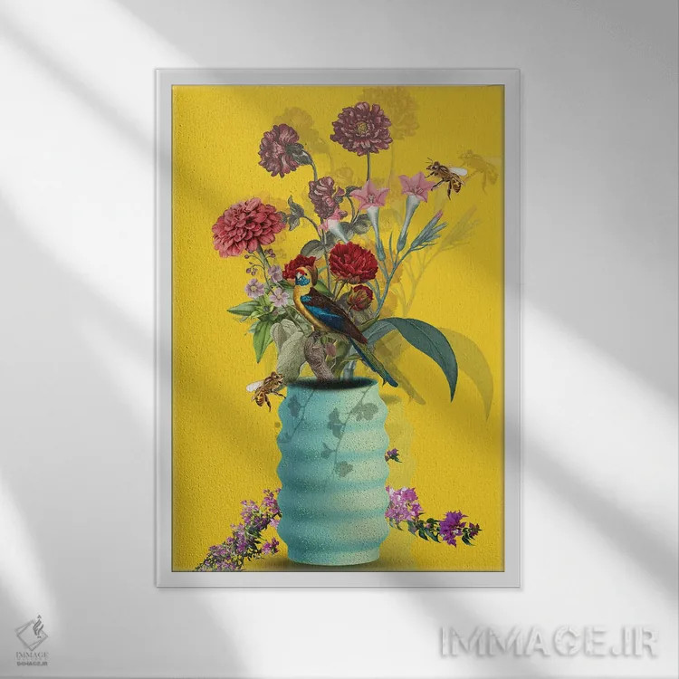 تابلو دکوراتیو گل اثر ادسون راموس - نمای قابدار سفید