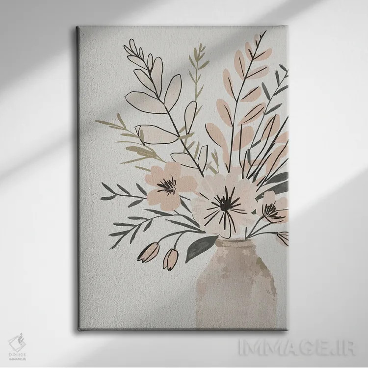 تابلو مدرن آرایش گل در گلدان اثر ادسون راموس - نمای روبهرو روی دیوار