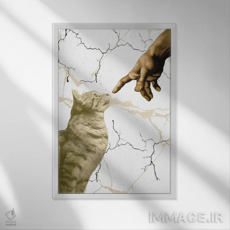 تابلو دکوراتیو آفرینش آدام اثر ادسون راموس - نمای قابدار سفید