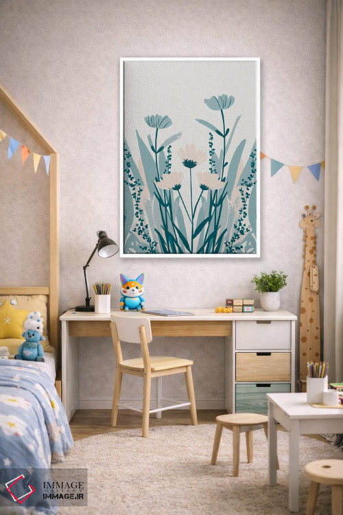 تابلو مدرن گل های وحشی آبی اثر ادسون راموس - D2W