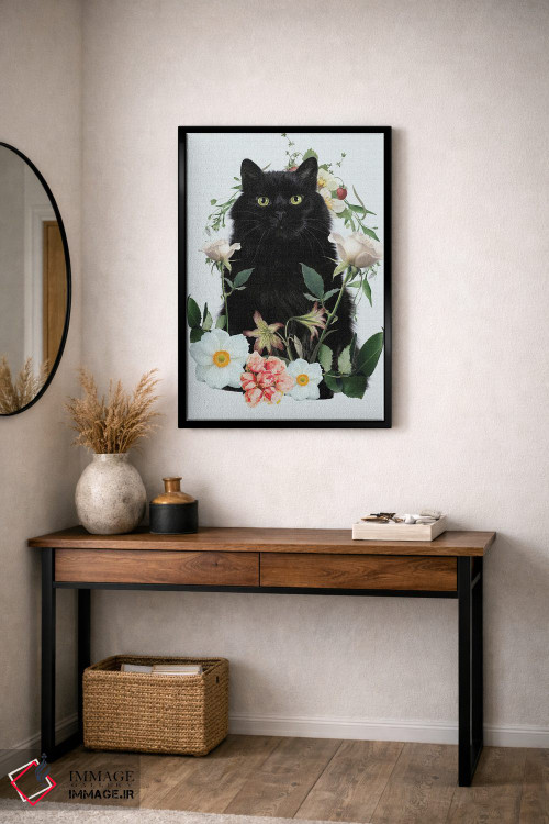 تابلو دکوراتیو گربه گل دار اثر ادسون راموس - D3B