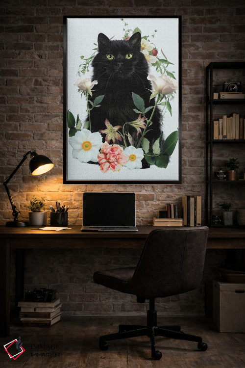تابلو دکوراتیو گربه گل دار اثر ادسون راموس - D4B