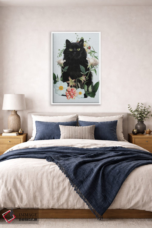 تابلو دکوراتیو گربه گل دار اثر ادسون راموس - D5W