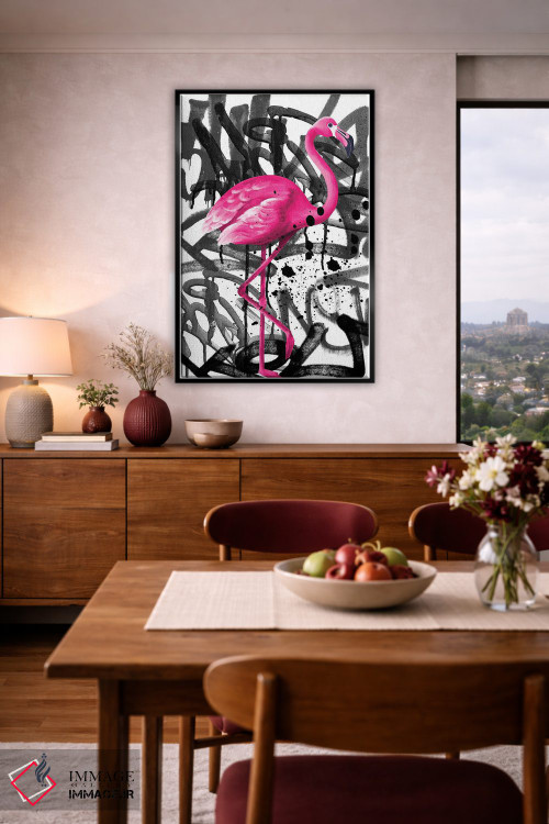 تابلو دکوراتیو هنر خیابانی فلامینگو اثر ادسون راموس - D6B