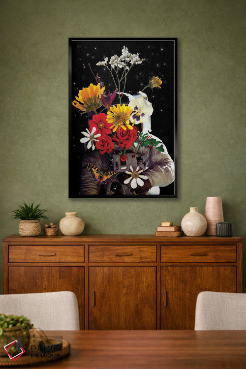 تابلو دکوراتیو هنر کلاژ گل فضانوردی اثر ادسون راموس - D3B