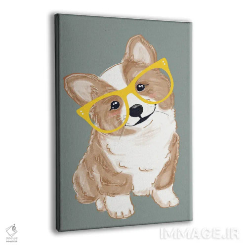 تابلو دکوراتیو کورگی بامزه اثر ادسون راموس - نمای پرسپکتیو محصول