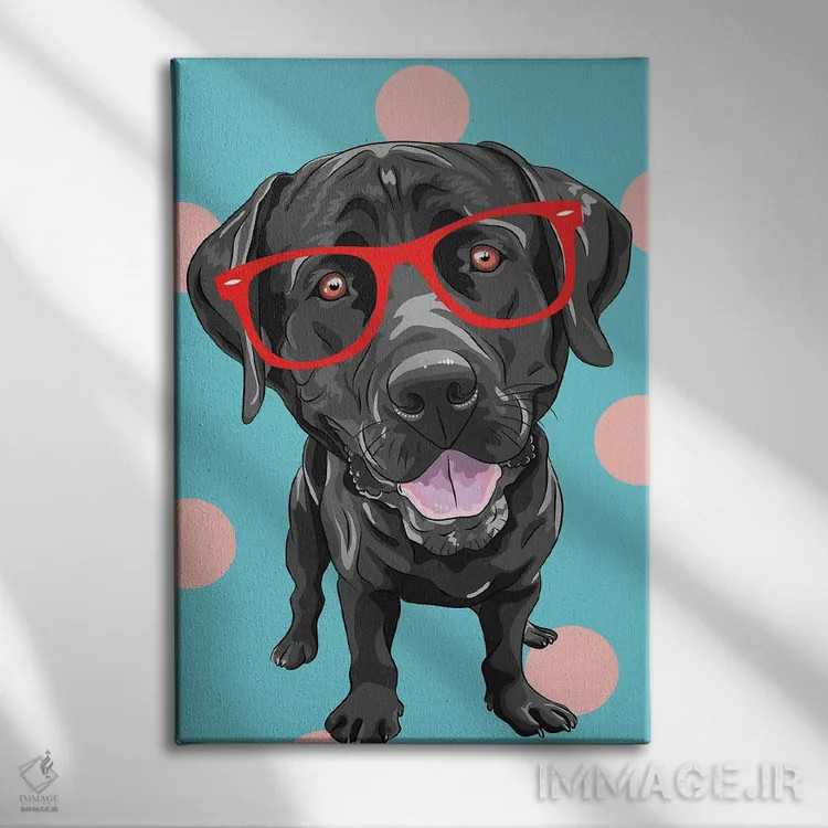 تابلو دکوراتیو لابرادور مشکی اثر ادسون راموس - نمای روبهرو روی دیوار