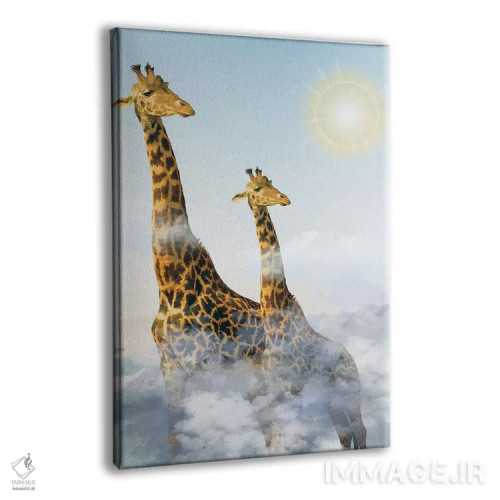تابلو دکوراتیو زرافه ها و ابرها اثر ادسون راموس - نمای پرسپکتیو محصول