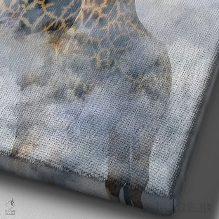 تابلو دکوراتیو زرافه ها و ابرها اثر ادسون راموس - نمای نزدیک بافت بوم