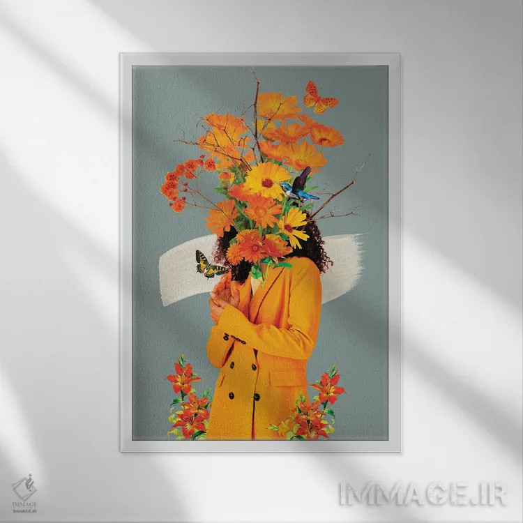 تابلو دکوراتیو آفتابگردان اثر ادسون راموس - نمای قابدار سفید