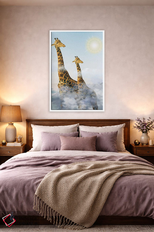 تابلو دکوراتیو زرافه ها و ابرها اثر ادسون راموس - D2W