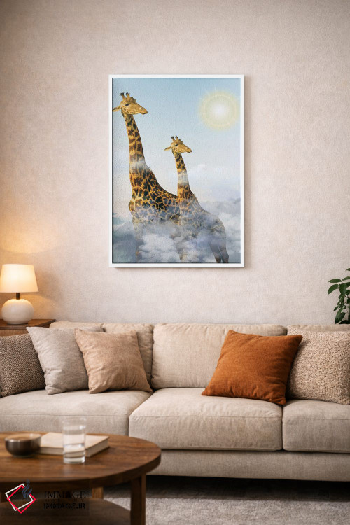 تابلو دکوراتیو زرافه ها و ابرها اثر ادسون راموس - D3W