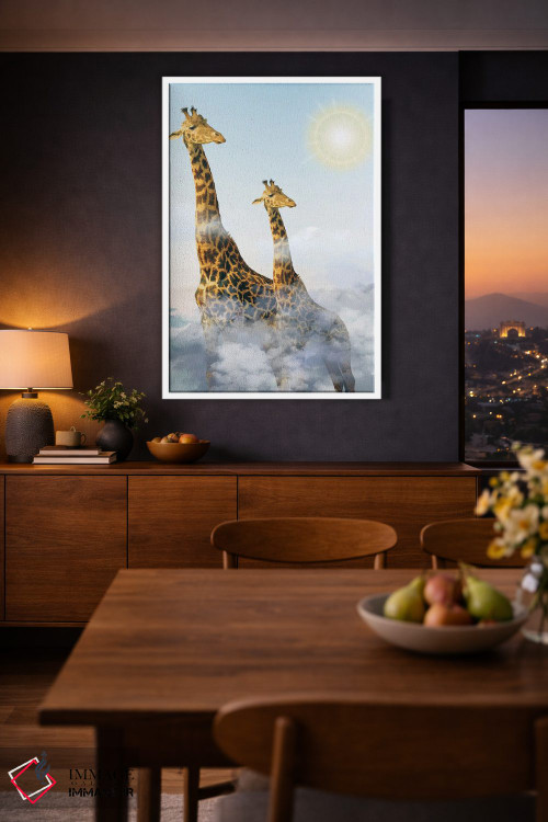 تابلو دکوراتیو زرافه ها و ابرها اثر ادسون راموس - D4W
