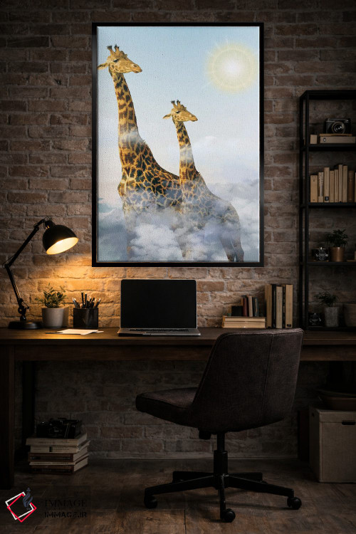 تابلو دکوراتیو زرافه ها و ابرها اثر ادسون راموس - D5B