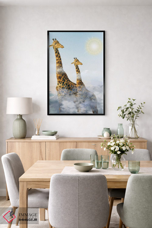 تابلو دکوراتیو زرافه ها و ابرها اثر ادسون راموس - D6B