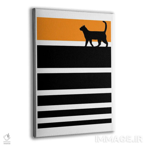 تابلو مینیمال گربه گرافیکی اثر ادسون راموس - نمای پرسپکتیو محصول