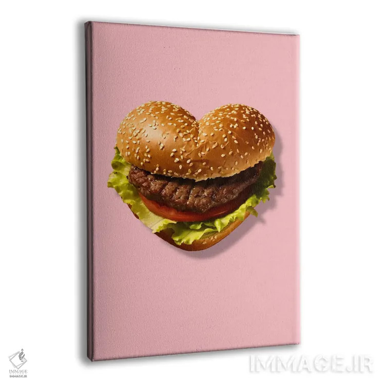 تابلو دکوراتیو همبرگر قلبی پاپ آرت اثر ادسون راموس - نمای پرسپکتیو محصول