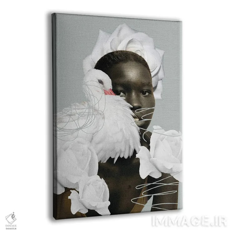 تابلو دکوراتیو قو و رزهای سفید اثر ادسون راموس - نمای پرسپکتیو محصول