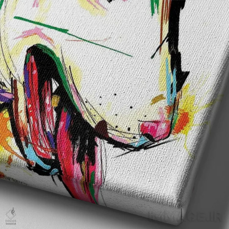 تابلو دکوراتیو بول تریر انتزاعی اثر ادسون راموس - نمای نزدیک بافت بوم