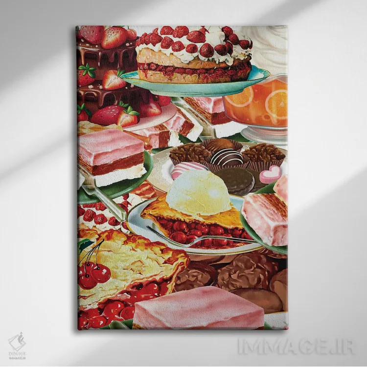 تابلو دکوراتیو پای ها و شیرینی ها اثر ادسون راموس - نمای روبهرو روی دیوار