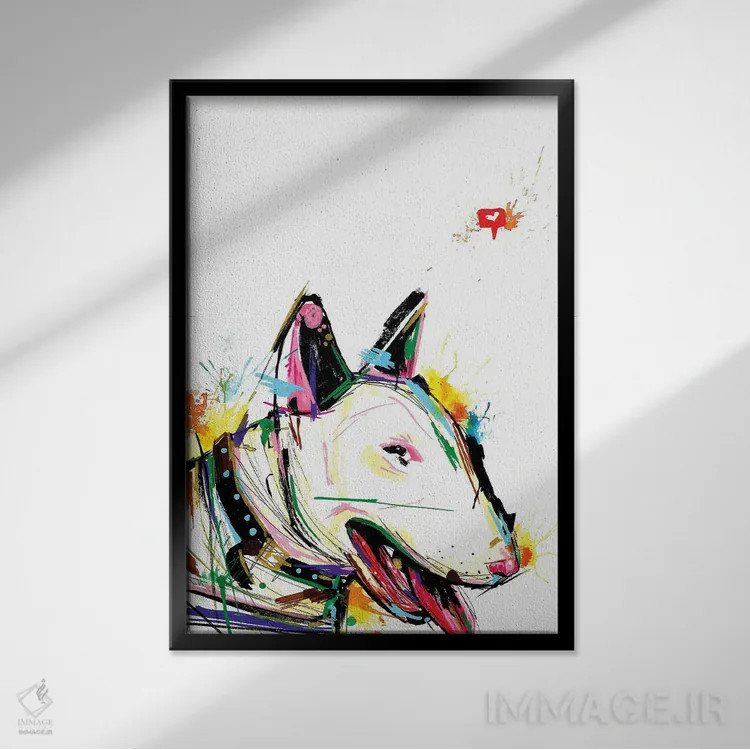 تابلو دکوراتیو بول تریر انتزاعی اثر ادسون راموس - نمای قابدار مشکی