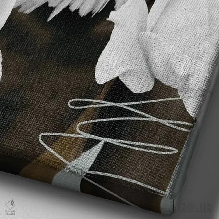 تابلو دکوراتیو قو و رزهای سفید اثر ادسون راموس - نمای نزدیک بافت بوم