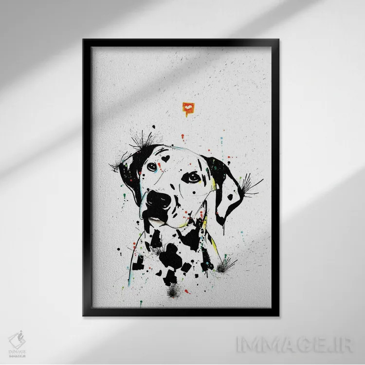 تابلو دکوراتیو سگ دالماتین اثر ادسون راموس - نمای قابدار مشکی