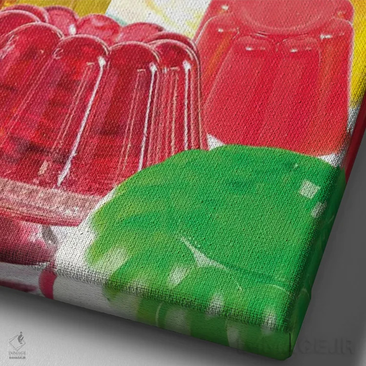 تابلو دکوراتیو ژله رنگارنگ اثر ادسون راموس - نمای نزدیک بافت بوم