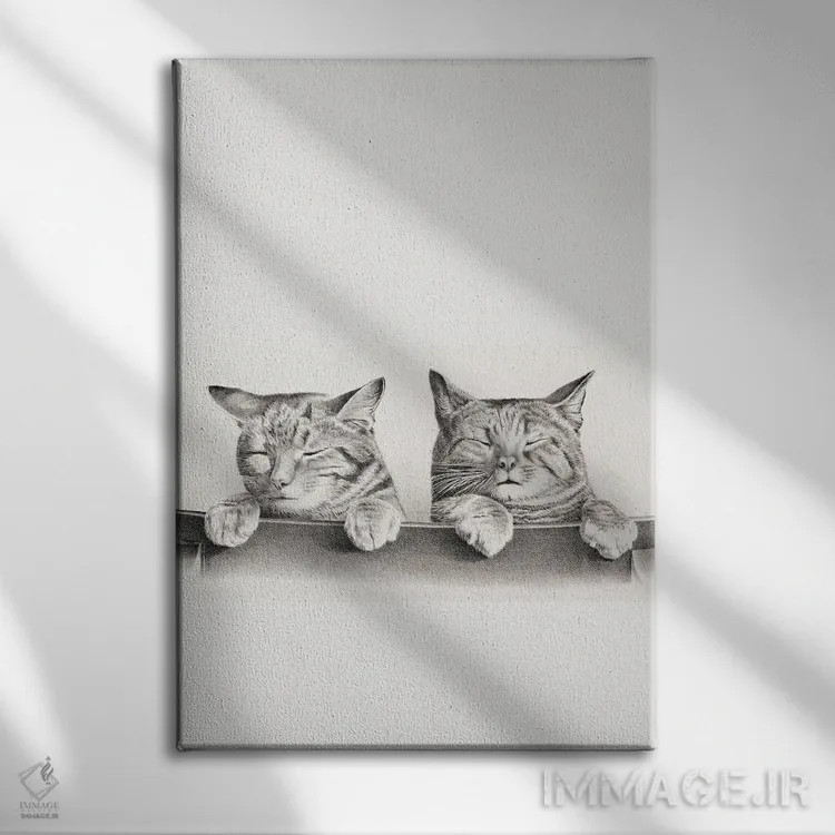 تابلو دکوراتیو گربه بانمک اثر ادسون راموس - نمای روبهرو روی دیوار